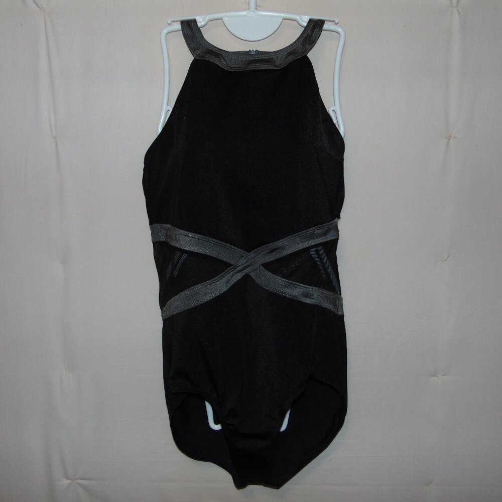 Double Platinum Black and Mesh Leotard L